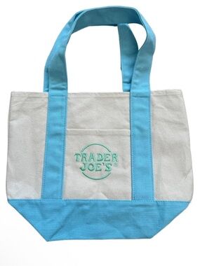 NEW, Trader Joe's Mint Green MINI Canvas Tote Bag Limited Edition Pastel Green